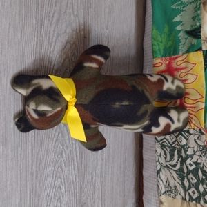 Vintage Style Camo Joy Bear w/ Yellow Ribbon